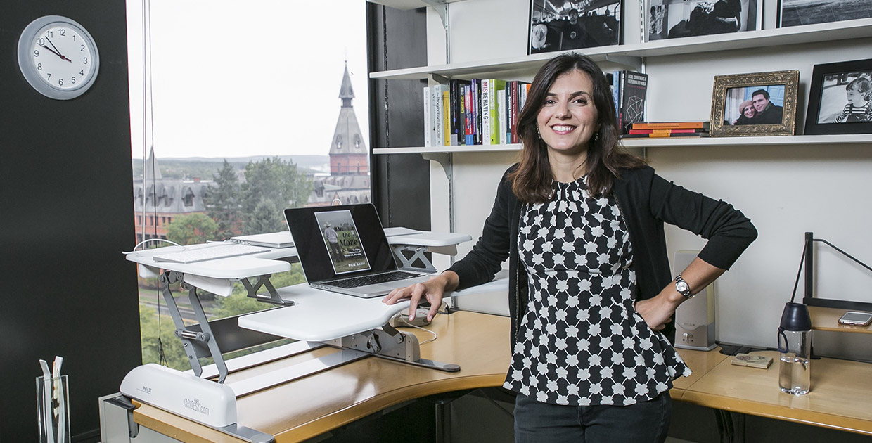 Garip at her desk